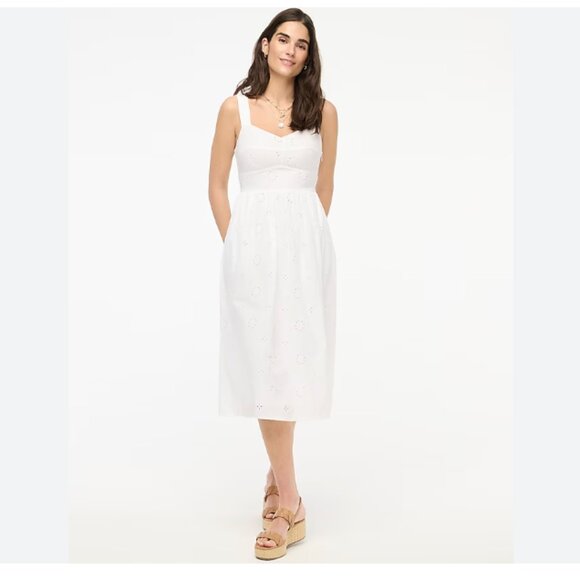 J Crew Eyelet Midi Dress - NEW - Picture 1 of 4